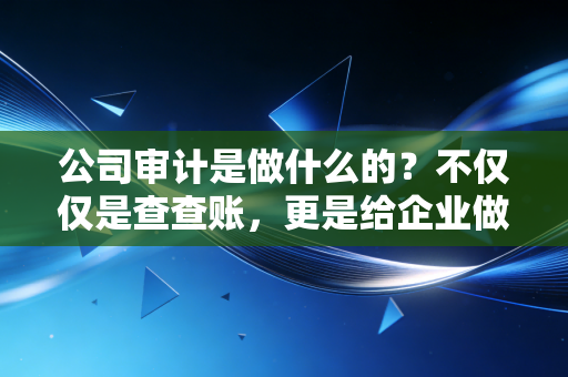 公司审计是做什么的?不仅仅是查查账,更是给企业做一次深度体检