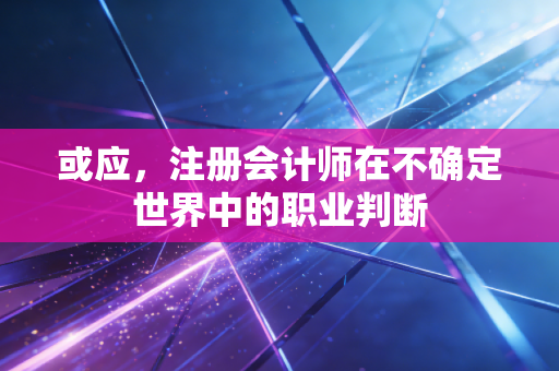或应,注册会计师在不确定世界中的职业判断