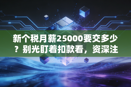 新个税月薪25000要交多少？别光盯着扣款看，资深注会教你如何反向薅羊毛