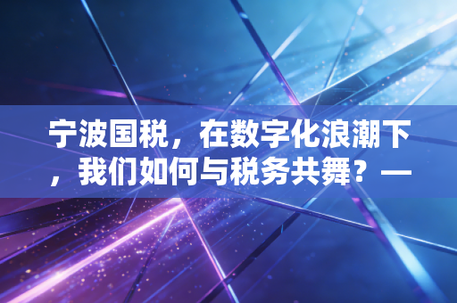 宁波国税,在数字化浪潮下,我们如何与税务共舞?——一位注会眼中的城市税收生态
