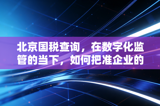 北京国税查询,在数字化监管的当下,如何把准企业的税务脉搏?