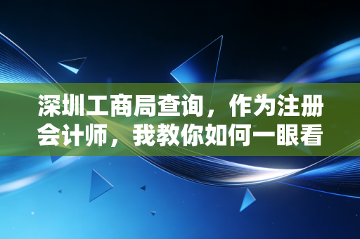 深圳工商局查询,作为注册会计师,我教你如何一眼看穿一家公司的底裤