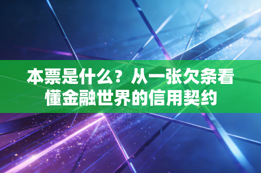 本票是什么？从一张欠条看懂金融世界的信用契约
