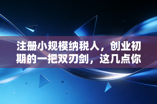 注册小规模纳税人，创业初期的一把双刃剑，这几点你真的想清楚了吗？