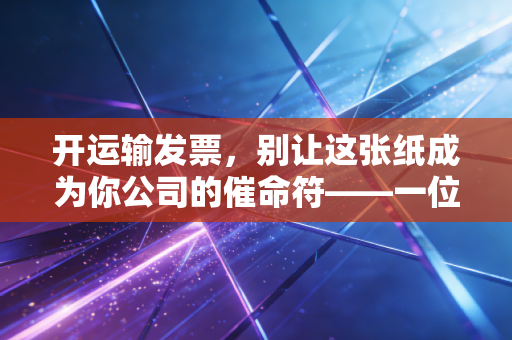 开运输发票，别让这张纸成为你公司的催命符——一位注会老兵的真心话