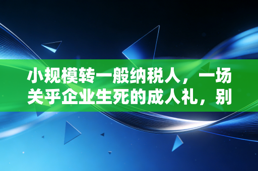 小规模转一般纳税人，一场关乎企业生死的成人礼，别盲目跟风！