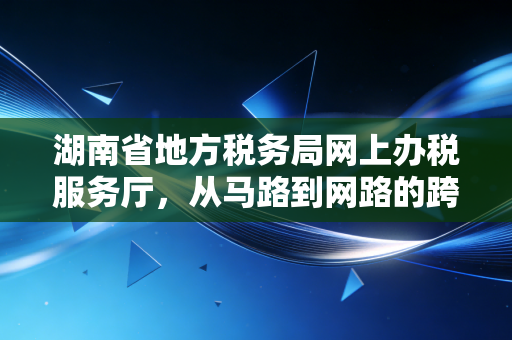 湖南省地方税务局网上办税服务厅,从马路到网路的跨越与税务数字化思考