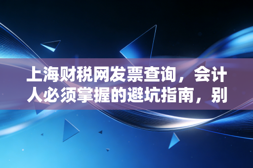 上海财税网发票查询,会计人必须掌握的避坑指南,别让假发票毁了你的职业生涯