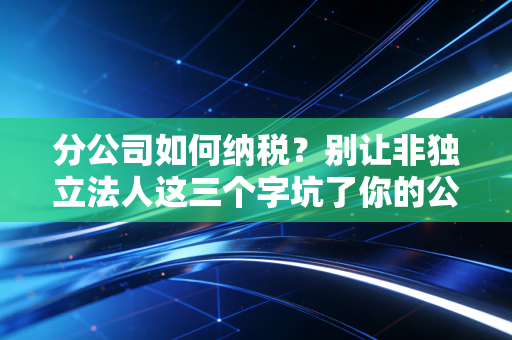 分公司如何纳税？别让非独立法人这三个字坑了你的公司——一位注会老兵的肺腑之言