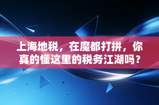 上海地税，在魔都打拼，你真的懂这里的税务江湖吗？