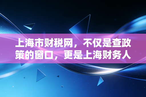 上海市财税网,不仅是查政策的窗口,更是上海财务人的第二大脑