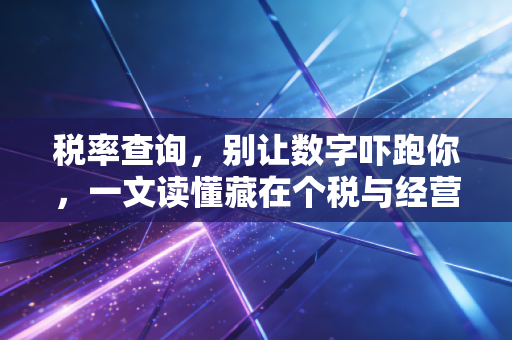 税率查询,别让数字吓跑你,一文读懂藏在个税与经营背后的财富逻辑