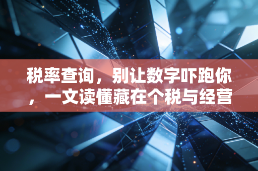 税率查询，别让数字吓跑你，一文读懂藏在个税与经营背后的财富逻辑