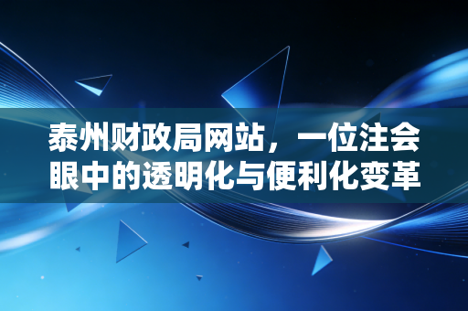 泰州财政局网站，一位注会眼中的透明化与便利化变革