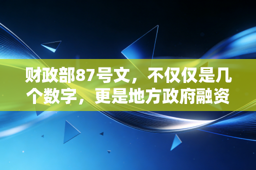 财政部87号文,不仅仅是几个数字,更是地方政府融资的紧箍咒与审计师的护身符