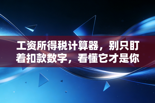 工资所得税计算器,别只盯着扣款数字,看懂它才是你财富增值的第一步