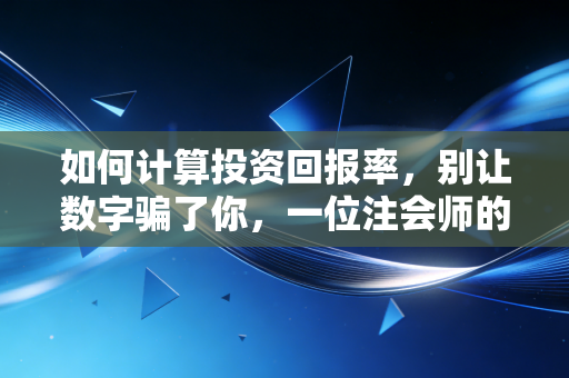 如何计算投资回报率,别让数字骗了你,一位注会师的掏心窝子指南