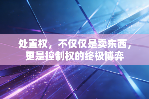 处置权，不仅仅是卖东西，更是控制权的终极博弈