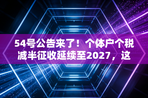 54号公告来了!个体户个税减半征收延续至2027,这波红利你真的吃透了吗?