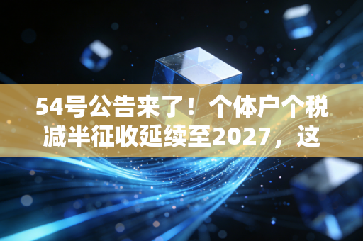 54号公告来了!个体户个税减半征收延续至2027,这波红利你真的吃透了吗?