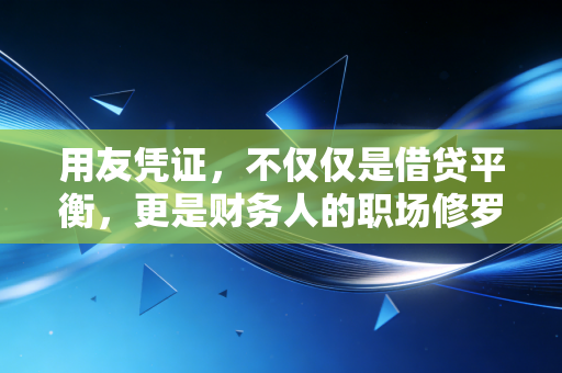 用友凭证，不仅仅是借贷平衡，更是财务人的职场修罗场与进阶路