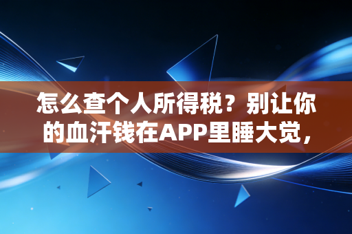 怎么查个人所得税？别让你的血汗钱在APP里睡大觉，手把手教你搞懂每一分钱
