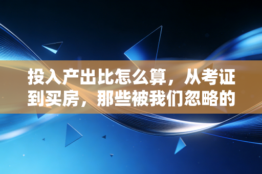 投入产出比怎么算,从考证到买房,那些被我们忽略的隐性账