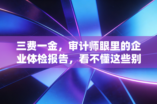 三费一金，审计师眼里的企业体检报告，看不懂这些别说你懂财务