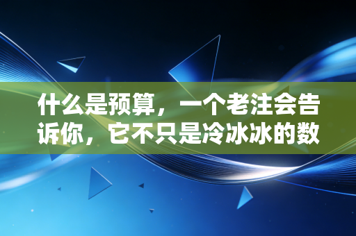 什么是预算,一个老注会告诉你,它不只是冷冰冰的数字游戏