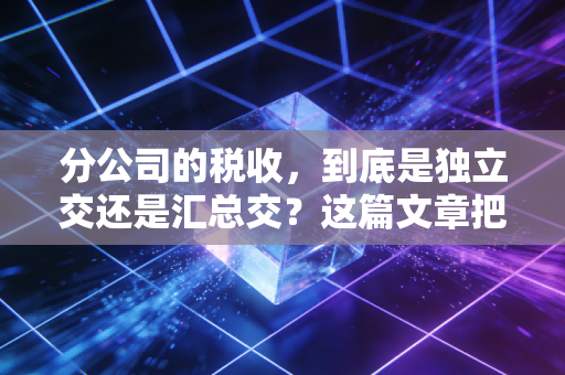 分公司的税收,到底是独立交还是汇总交?这篇文章把那些坑和红利都讲透了