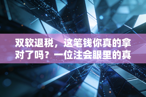 双软退税,这笔钱你真的拿对了吗?一位注会眼里的真金白银与隐形深坑