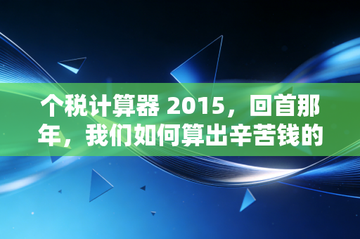 个税计算器 2015，回首那年，我们如何算出辛苦钱的税单？