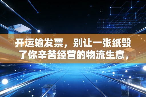 开运输发票,别让一张纸毁了你辛苦经营的物流生意,这里有最真实的避坑指南