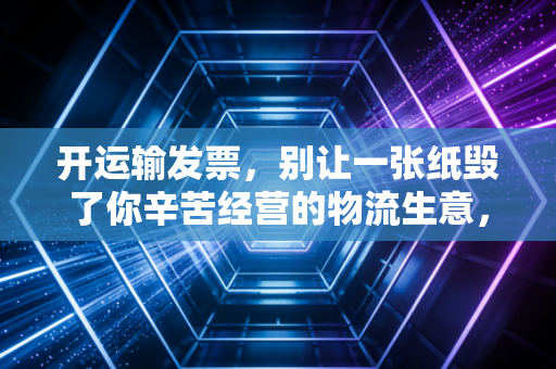 开运输发票，别让一张纸毁了你辛苦经营的物流生意，这里有最真实的避坑指南