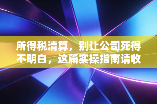 所得税清算,别让公司死得不明白,这篇实操指南请收好