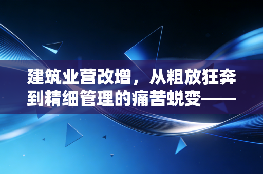 建筑业营改增,从粗放狂奔到精细管理的痛苦蜕变——一个老会计的肺腑之言