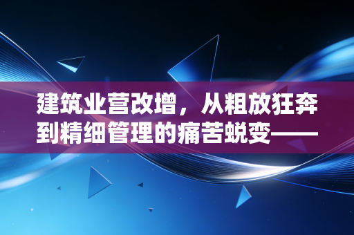 建筑业营改增，从粗放狂奔到精细管理的痛苦蜕变——一个老会计的肺腑之言