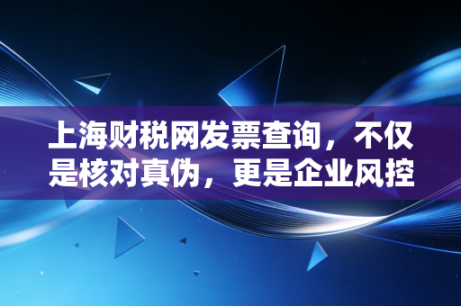 上海财税网发票查询,不仅是核对真伪,更是企业风控的第一道防线