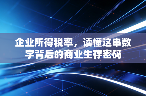 企业所得税率,读懂这串数字背后的商业生存密码