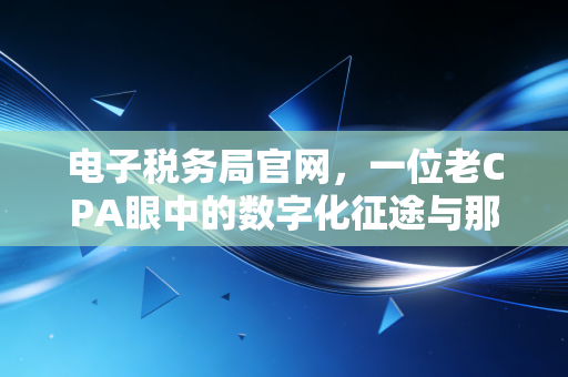 电子税务局官网,一位老CPA眼中的数字化征途与那些不得不说的坑