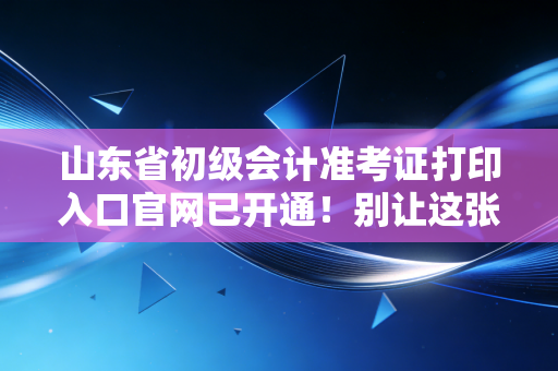 山东省初级会计准考证打印入口官网已开通！别让这张纸成为你通往会计之路的绊脚石
