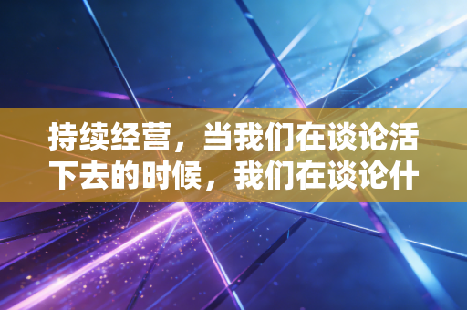 持续经营,当我们在谈论活下去的时候,我们在谈论什么