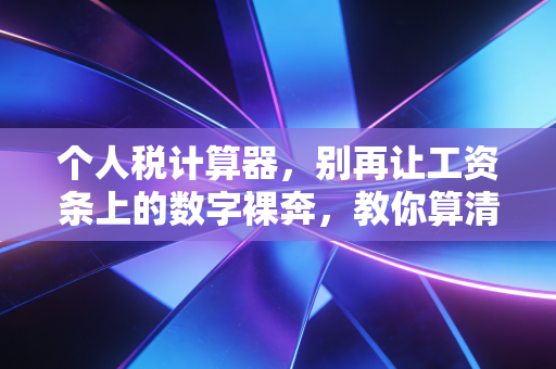 个人税计算器，别再让工资条上的数字裸奔，教你算清每一分钱