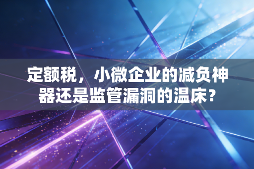 定额税，小微企业的减负神器还是监管漏洞的温床？