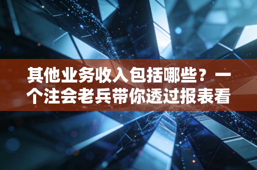 其他业务收入包括哪些？一个注会老兵带你透过报表看企业经营的B面