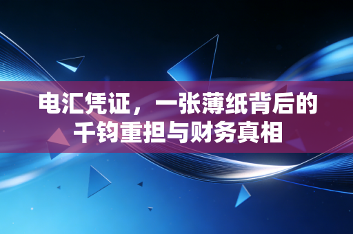 电汇凭证，一张薄纸背后的千钧重担与财务真相