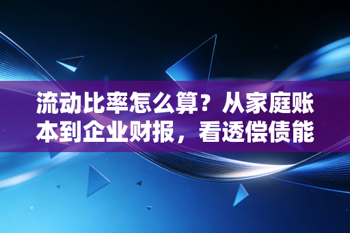流动比率怎么算？从家庭账本到企业财报，看透偿债能力的真面目
