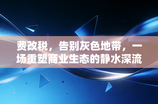 费改税，告别灰色地带，一场重塑商业生态的静水深流