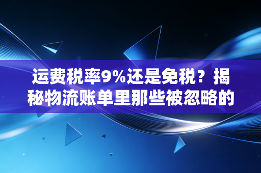 运费税率9%还是免税?揭秘物流账单里那些被忽略的隐形利润