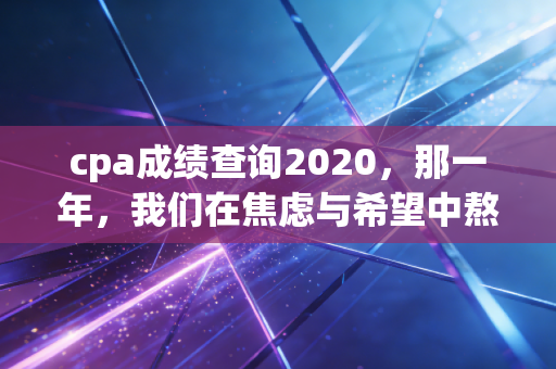 cpa成绩查询2020，那一年，我们在焦虑与希望中熬过的漫漫长夜